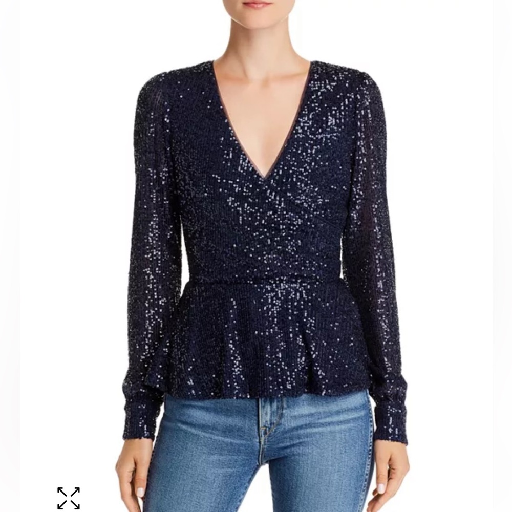 NWT Parker Petrina Sequined Faux-Wrap Top size Large
